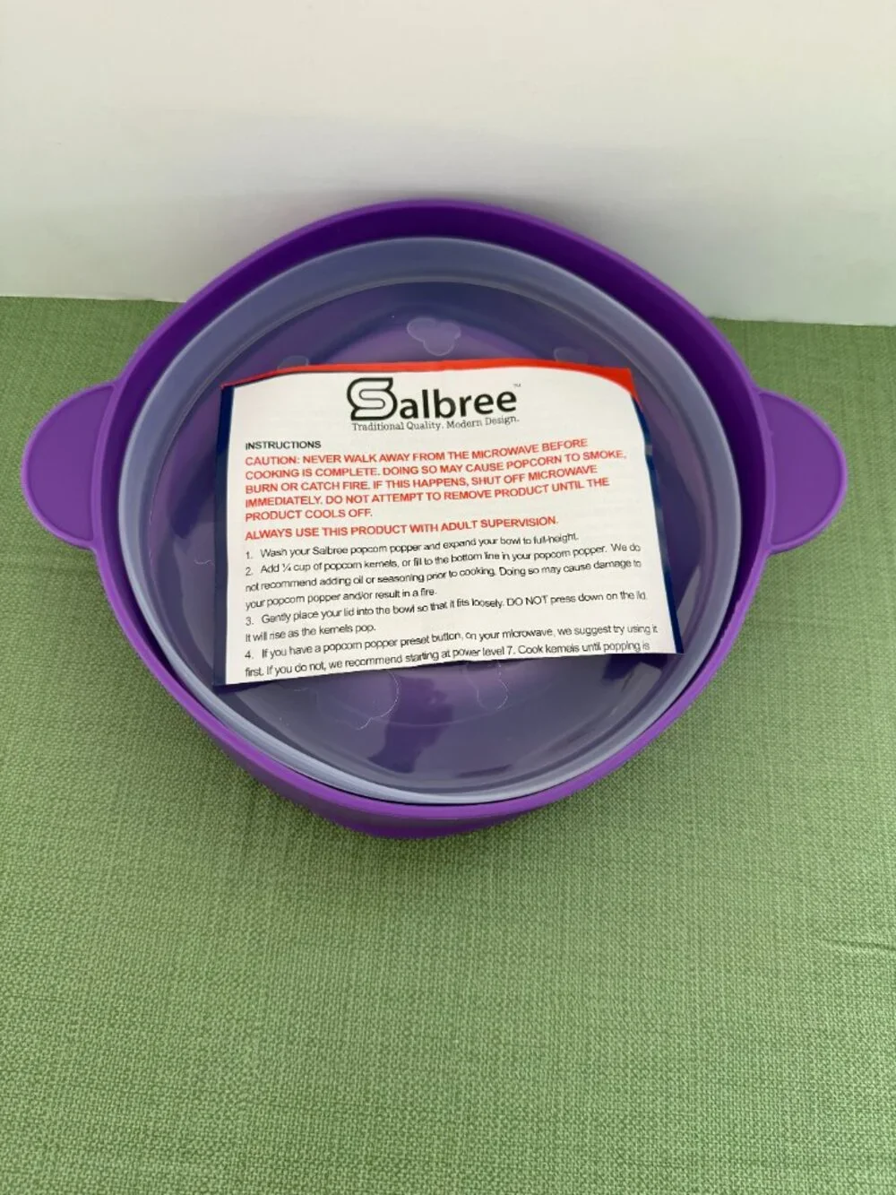 Salbree Microwave Popcorn Popper Maker Silicone Collapsible Bowl - PURPLE - NEW